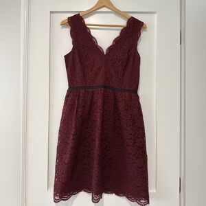 LOFT Dark Red Lace Mini Dress